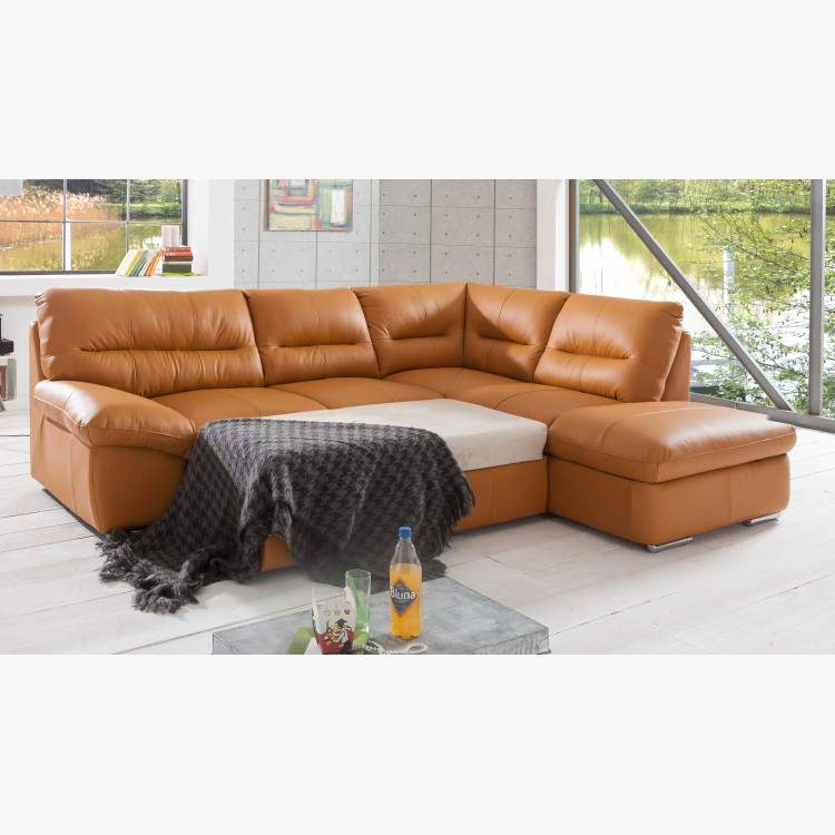 Rohová sedací souprava - pravá kůže Amber , William - roh v pravo