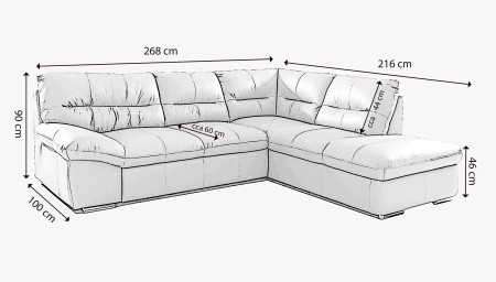 Rohová sedací souprava - pravá kůže, roh v levo - výber barvy