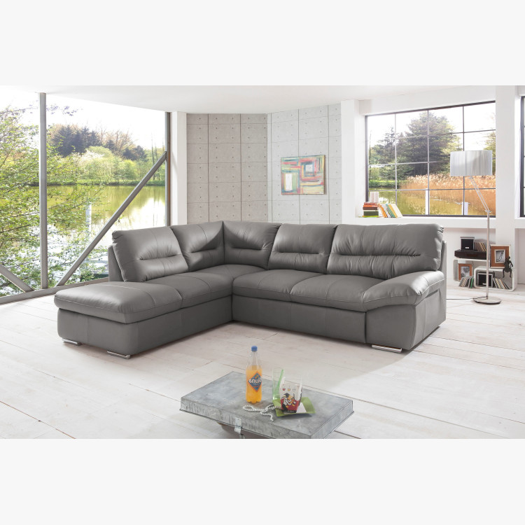 Rohová sedací souprava - pravá kůže, roh v levo - výber barvy