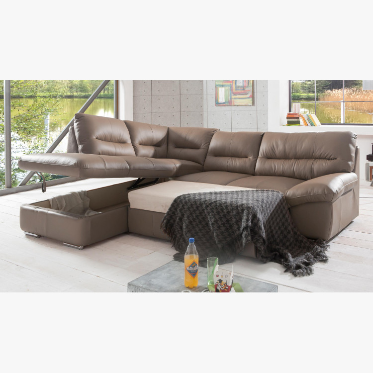 Rohová sedací souprava - pravá kůže, roh v levo - výber barvy