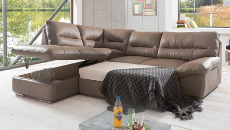 Rohová sedací souprava - pravá kůže, roh v levo - výber barvy