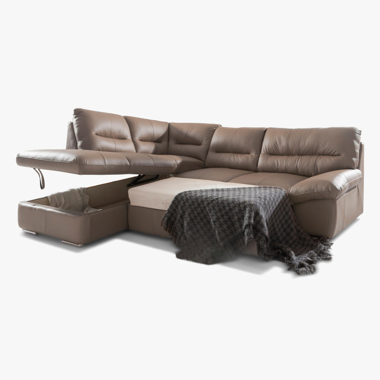 Rohová sedací souprava - pravá kůže, roh v levo - výber barvy