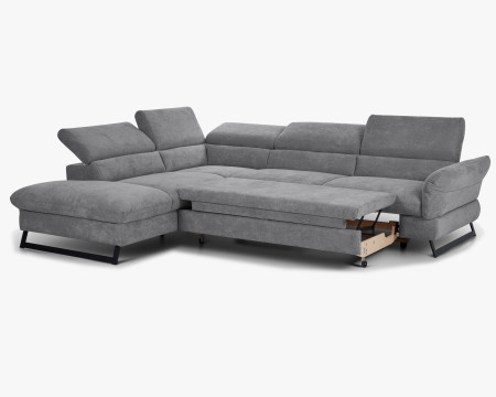 Rohová sedačka s rozkladem, látkova Haiti roh v levo šedá