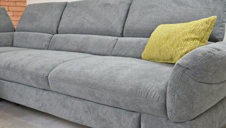 Rohová sedačka s rozkladem, látkova Haiti roh v levo šedá