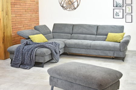 Rohová sedačka s rozkladem, látkova Haiti roh v levo šedá