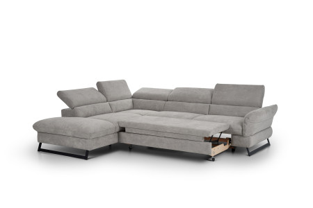 Rohová sedačka s rozkladem, látkova Haiti roh v levo šedá