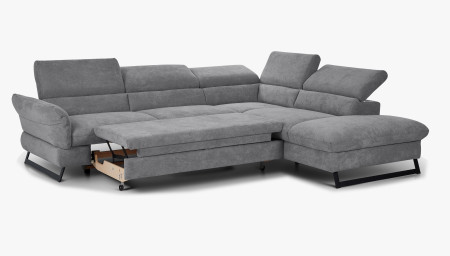 Rohová sedačka s rozkladem, látkova Haiti roh v pravo šedá