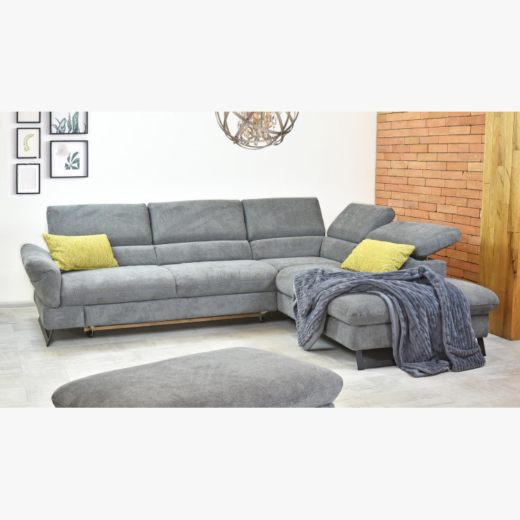 Rohová sedačka s rozkladem, látkova Haiti roh v pravo šedá