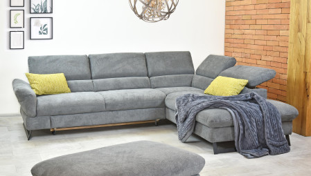 Rohová sedačka s rozkladem, látkova Haiti roh v pravo šedá