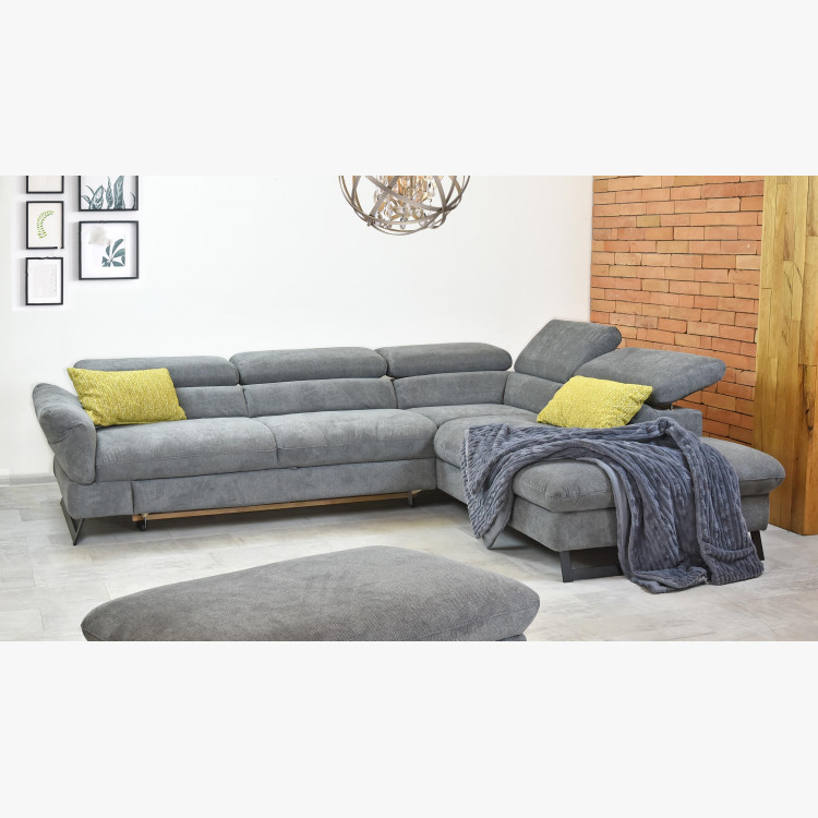 Rohová sedačka s rozkladem, látkova Haiti roh v pravo šedá