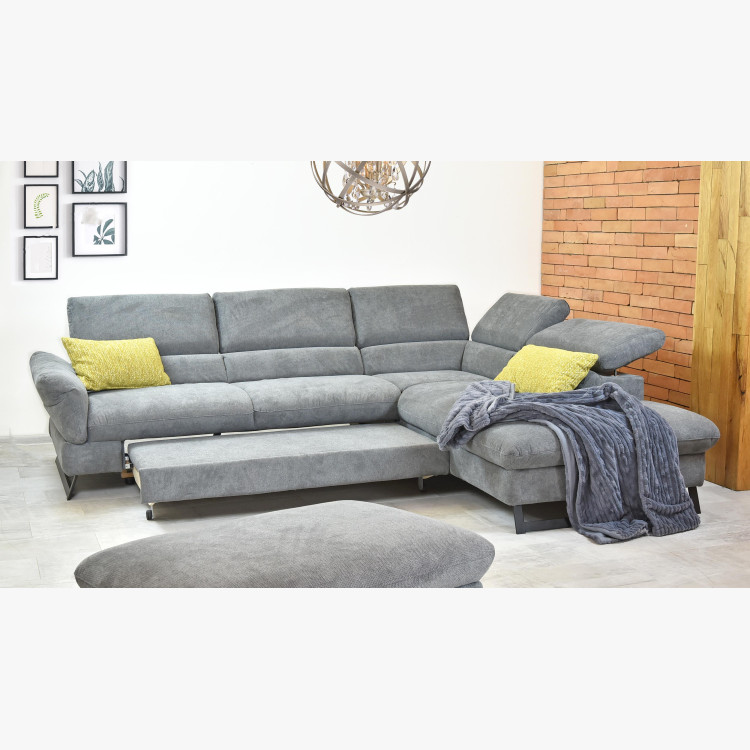 Rohová sedačka s rozkladem, látkova Haiti roh v pravo šedá