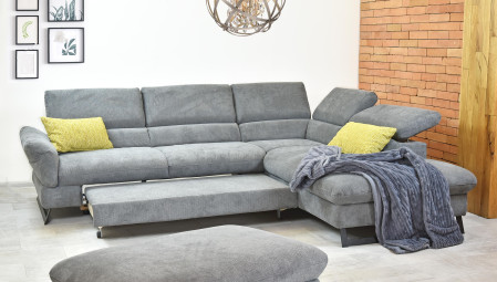 Rohová sedačka s rozkladem, látkova Haiti roh v pravo šedá