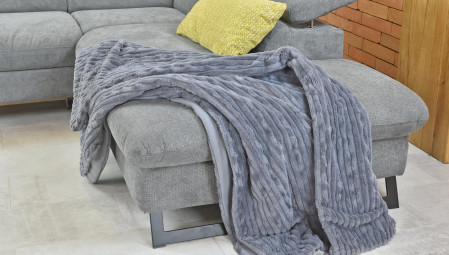 Rohová sedačka s rozkladem, látkova Haiti roh v pravo šedá