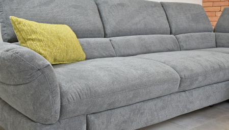 Rohová sedačka s rozkladem, látkova Haiti roh v pravo šedá