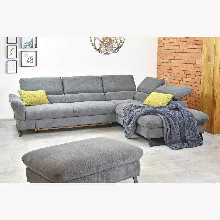 Rohová sedačka s rozkladem, látkova Haiti roh v pravo šedá