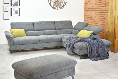 Rohová sedačka s rozkladem, látkova Haiti roh v pravo šedá