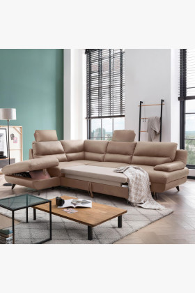 Kožená rohová sedačka s funkcí spaní roh v levo - výběr barvy 2