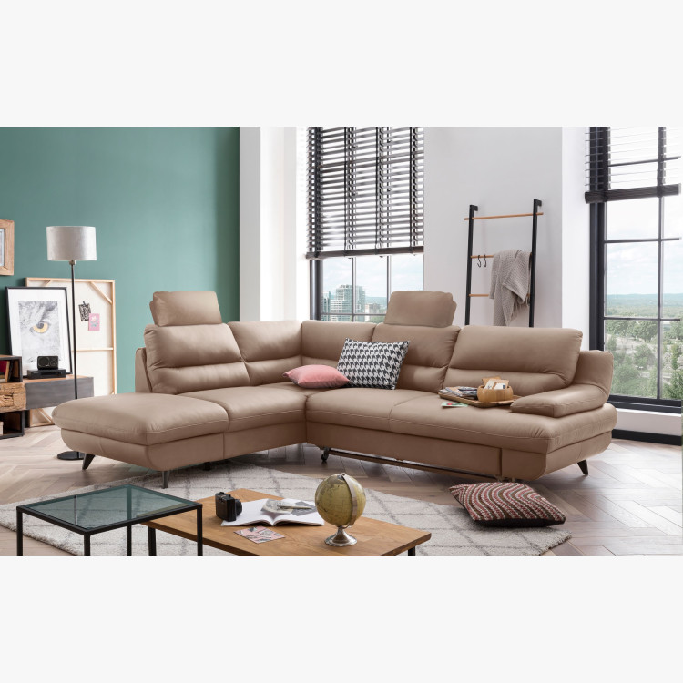 Kožená rohová sedačka s funkcí spaní roh v levo - výběr barvy