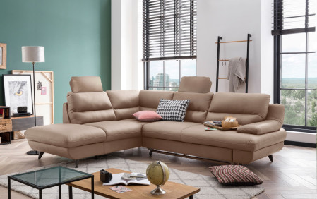 Kožená rohová sedačka s funkcí spaní roh v levo - výběr barvy