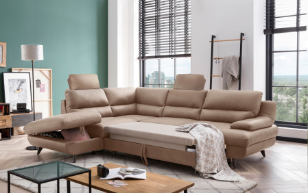 Kožená rohová sedačka s funkcí spaní roh v levo - výběr barvy