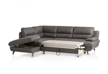 Kožená rohová sedačka s funkcí spaní roh v levo - výběr barvy