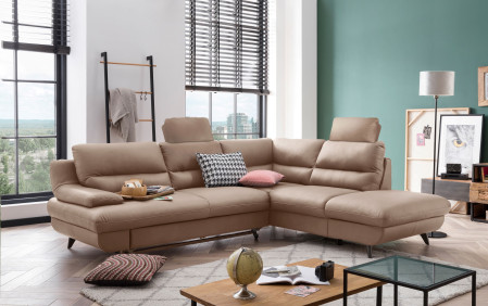 Kožená rohová sedačka s funkcí spaní roh v pravo - výběr barvy