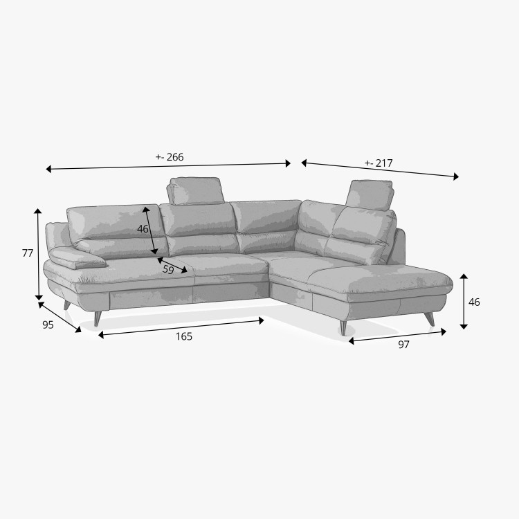 Kožená rohová sedačka s funkcí spaní roh v pravo - výběr barvy