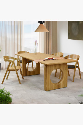 Jídelní stůl dub 220 x 95 cm a 4 dubová křesla