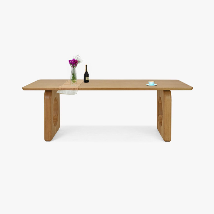 Jídelní stůl dub 220 x 95 cm a 4 dubová křesla