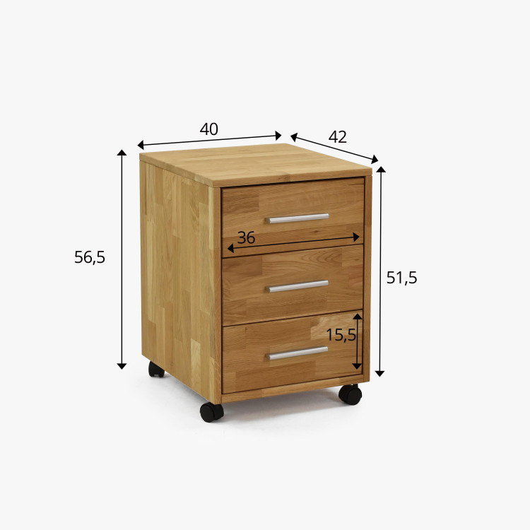 Dřevěná zasuvková komoda na kolečkách