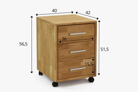 Dřevěná zasuvková komoda na kolečkách