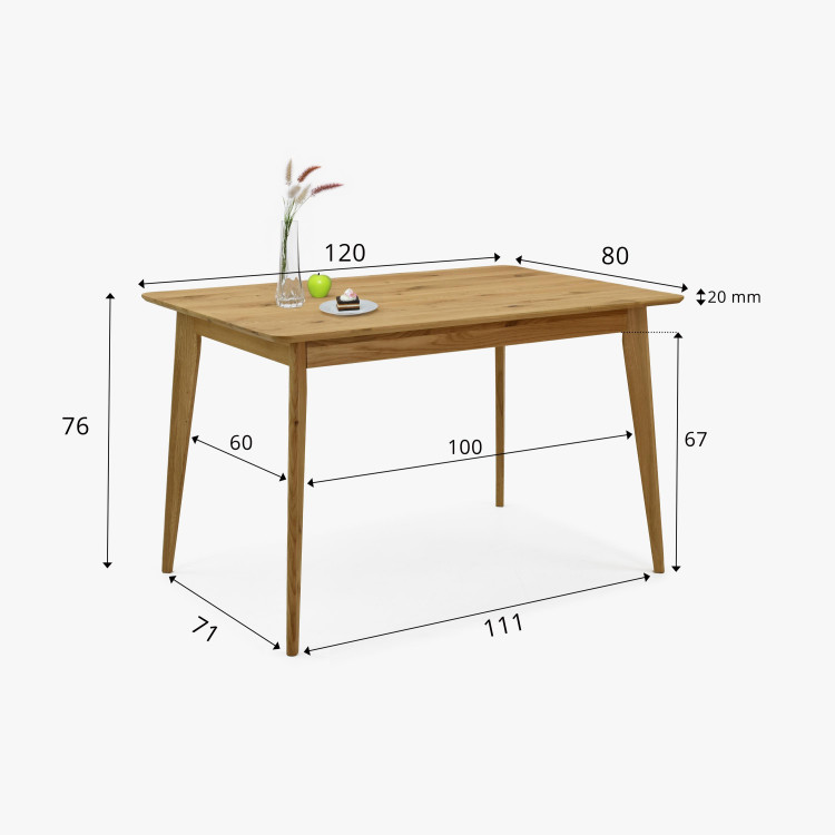 Dubový stůl 120 x 80 cm
