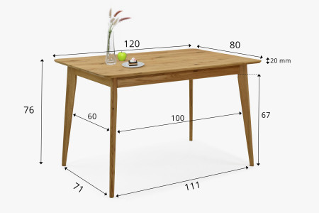 Dubový stůl 120 x 80 cm