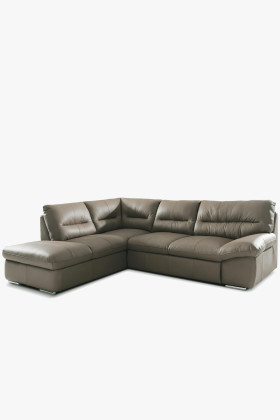 Ecksofa echtes Leder Fango graubraun-graugrün Komfort