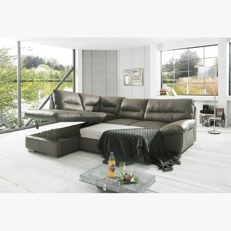 Rohová sedací souprava - pravá kůže fango, William roh v pravo