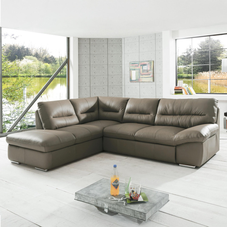 Rohová sedací souprava - pravá kůže fango, William roh v pravo