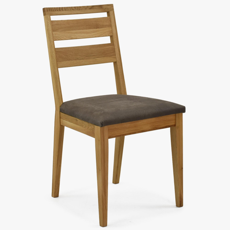 Dřevěná dubová jídelní židle s čalouněným sedakem