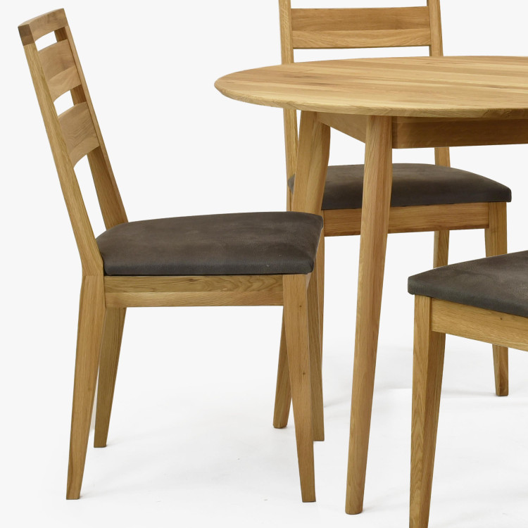 Dřevěná dubová jídelní židle s čalouněným sedakem