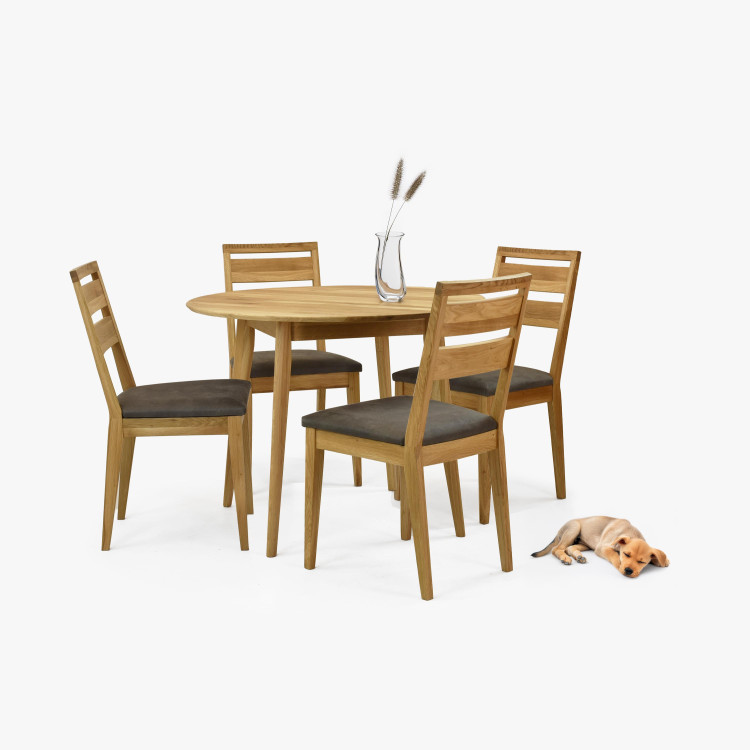 Dřevěná dubová jídelní židle s čalouněným sedakem