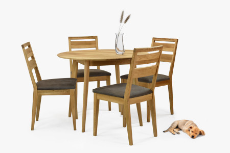 Dřevěná dubová jídelní židle s čalouněným sedakem