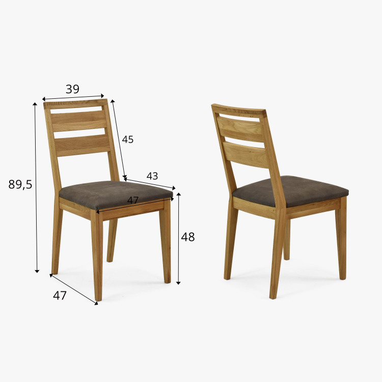Dřevěná dubová jídelní židle s čalouněným sedakem