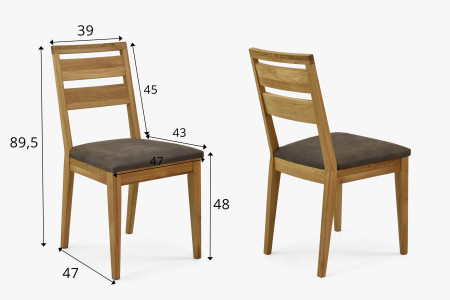 Dřevěná dubová jídelní židle s čalouněným sedakem