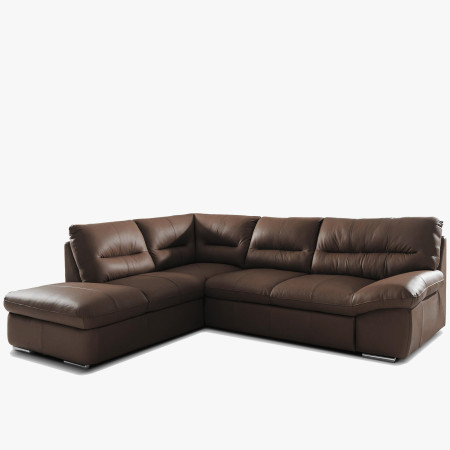 Rohová sedací souprava - pravá kůže hnědá , William roh v levo