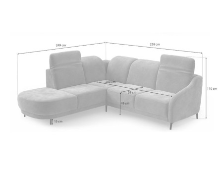 Sivá rohová sedací souprava Blues Levá