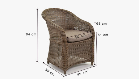 Ratanové zahradní křeslo - hnědé