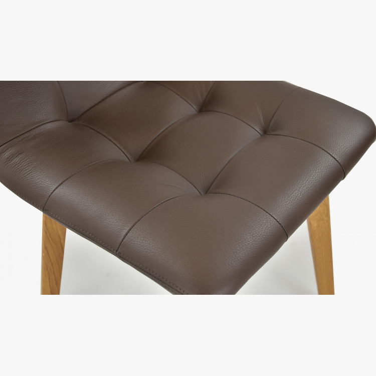 Dubová stolička Tmavohnedá koža, Leonardo , Jedálenské stoličky- 7