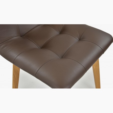 Dubová stolička Tmavohnedá koža, Leonardo , Jedálenské stoličky- 7