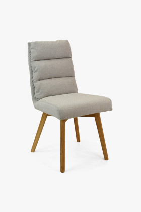 Bequemer Esszimmerstuhl Stoff grau-beige Beine Eiche