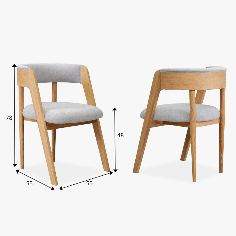 Luxusní dubové křeslo v šedě látce