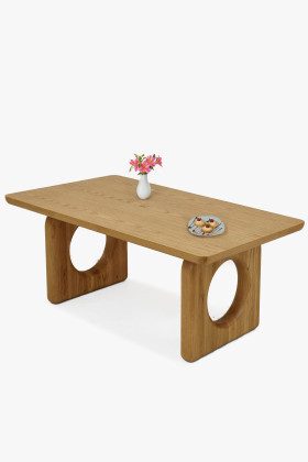 Design Couchtisch Eiche 120x70 cm mit runden Aussparungen